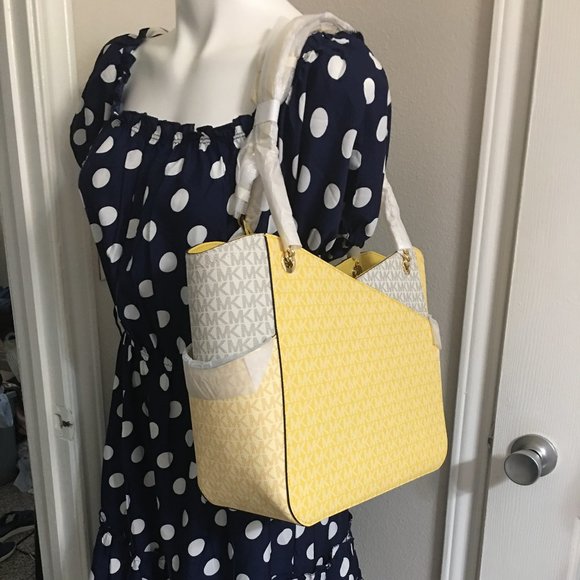 Michael Kors Daffodiil Colorblock Jet Set Tote Bag - Retail $558  Mic1 - Picture 5 of 13